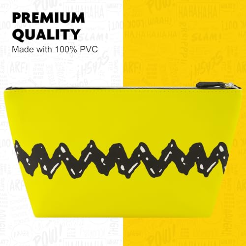 Concept One Peanuts Woodstock Travel Makeup Bag Yellow Trapezoid Cosmetic Organizer for Women