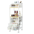 Natural 4-Drawer Makeup Cart with Wheels - Space-Saving Organizing Storage