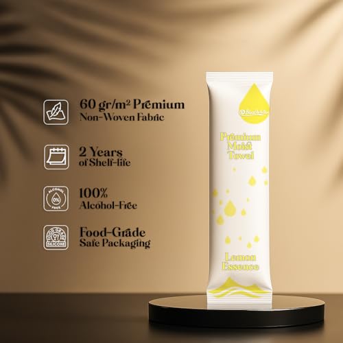 Lemon Scented Individually-Wrapped Towelettes - 50-Pack, 12x12in, Single-Use