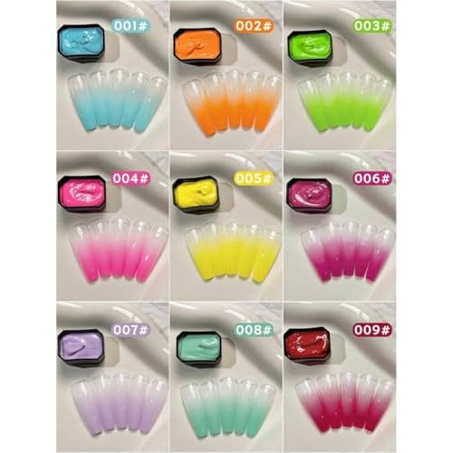 Gradient Pat Pat Gel, 9 Colors Ombre Gel Nail Polish with Nail Sponges & Airbrush Stencils for Ombre Gel Airbrush Nails, Y2K Pallet Patting Gels for Nails
