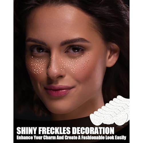 Glitter Freckles Face Tattoo,Rose Gold Face Glitter Makeup Speckles, Waterproof Rose Gold Speckles - Cute Glitter Makeup Accessories For Women - 8 Pcs