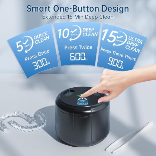 Black Ultrasonic Retainer Cleaner Machine 45kHz for Dentures & Jewelry
