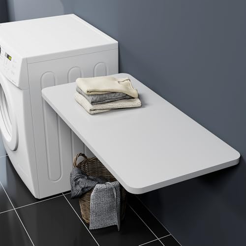 Wall Mounted Folding Table - 39.4 x 19.7 Inches, White - Space-Saving Desk