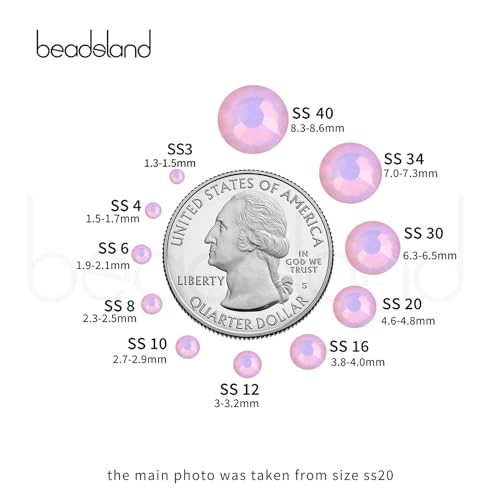 Beadsland Flat Back Crystal Rhinestones Light Rose Opal SS20 - 1440pcs