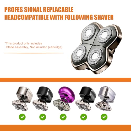 Audoc 3-Pack Replacement Blade Heads for Skull Shaver PRO 4-Head Bald Head Grooming