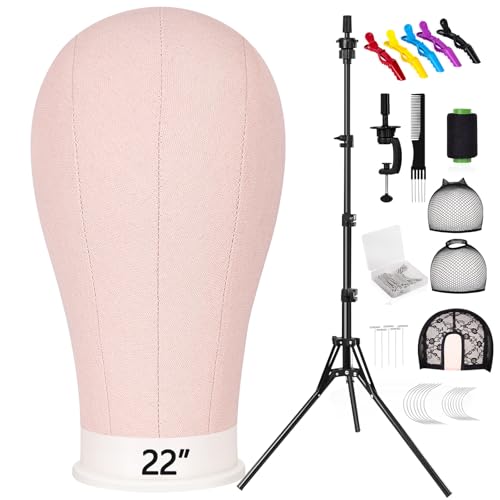Pink 22-Inch Mannequin Head with Tripod Stand for Wig Making & Display - Variation of Pink / 22inch