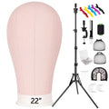 Pink 22-Inch Mannequin Head with Tripod Stand for Wig Making & Display - Variation of Pink / 22inch