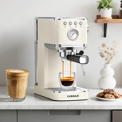 Slim Espresso Machine with Milk Frother - Home Cappuccino Maker - Creamy