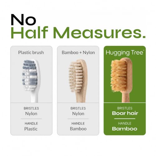 Boar Bristle Bamboo Toothbrush - Natural Plastic-Free Toothbrush 6 Pack - Variation of Boar Bristle Bamboo