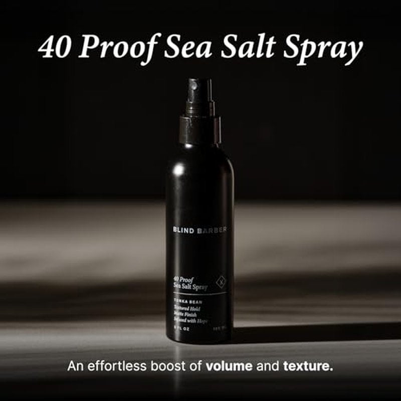 Blind Barber 40?Proof Sea Salt Spray for Men - ?Salt Water Hair Spray for Volume & Texture - Water-Based Matte Finish with Light-Medium Hold - Enhances Beach Waves & Body - Tonka Bean Scent (5? Fl oz)