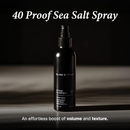 Blind Barber 40?Proof Sea Salt Spray for Men - ?Salt Water Hair Spray for Volume & Texture - Water-Based Matte Finish with Light-Medium Hold - Enhances Beach Waves & Body - Tonka Bean Scent (5? Fl oz)