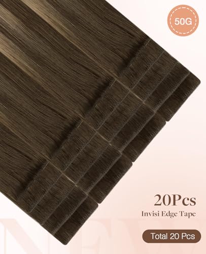 GOO GOO Invisi Edge Hair Extensions Balayage Chocolate Brown to Caramel Blonde 18 Inch 20 Pcs