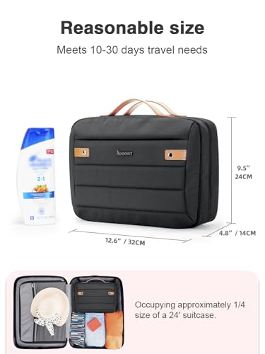 COOSKY Black Large Hanging Waterproof Toiletry Bag for Travel & Makeup