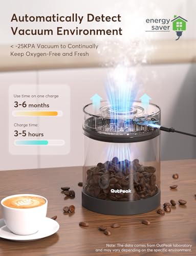 OUTPEAK 1.8L Vacuum Coffee Canister - Stainless Steel Space Grey, Auto Sealing