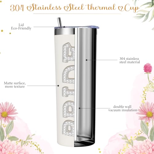 Bridal Shower Gift Set with Satin Robe, Stainless Steel Tumbler, Claw Clip & More