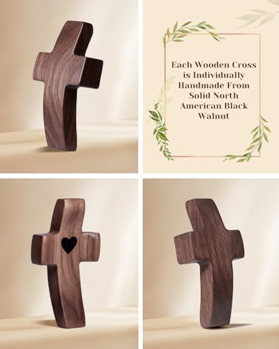 Brown 100-Pack Wooden Cross Fidget with Organza Bags - Handmade Pocket Prayer Cross