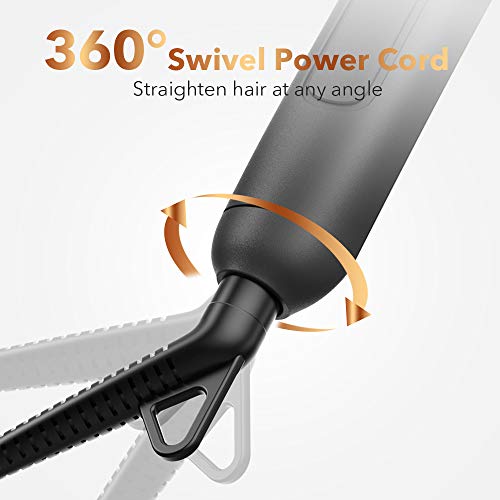 Hair Straightener Brush Ionic Hot Comb with 15 Temp & Anti-Scald - Silvery Black