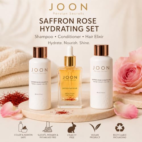 Hydrating Hair Care Set with Shampoo Conditioner & Saffron Elixir - Gift Set