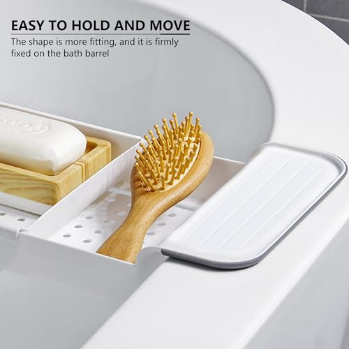 Stretchable Plastic Bath Tub Tray - Anti-Slip Bathtub Caddy White