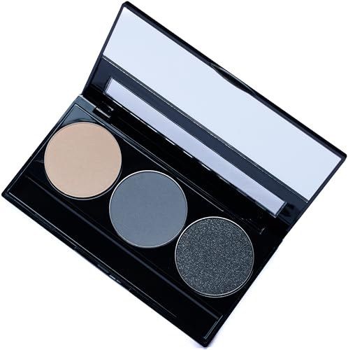 Blue Eyeshadow Palette - Vegan, Paraben-Free, Cruelty-Free Makeup Set - 3 Shades - Off White, Matte Grey & Glitter Black - Variation of PALETTE (3 Shades)