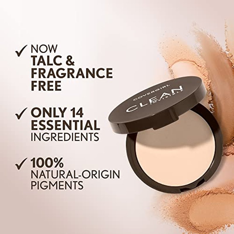 Covergirl Clean Invisible Pressed Powder, Lightweight, Breathable, Vegan Formula, Creamy Beige 150, 0.38oz (Pack of 2)