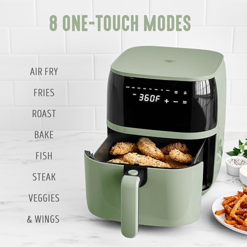 GreenLife 5.3QT Electric Air Fryer Oven - Sage, Digital Touchscreen, PFAS-Free Ceramic Nonstick, Auto Shut-Off