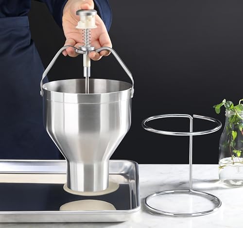 Stainless Steel Pancake Batter Dispenser with Stand - Commercial Kitchen Tool