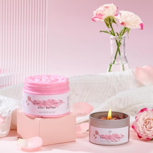 Pink Spa Gift Set for Women - Self-Care Bath Basket for Mother's Day & Gifts