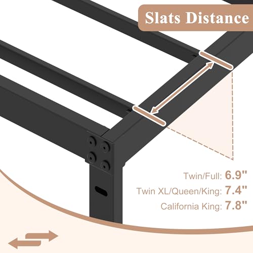 Queen Size Bed Frame - 10 Inch Platform Bed No Box Spring Needed - Noise-Free, Heavy Duty Steel Support