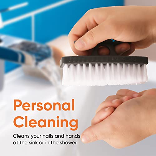 Superio Nail Scrubber Brush - All-Purpose Stiff Cleaning Brush for Hands, Feet, Kitchen & Work - Black, 12 Pack