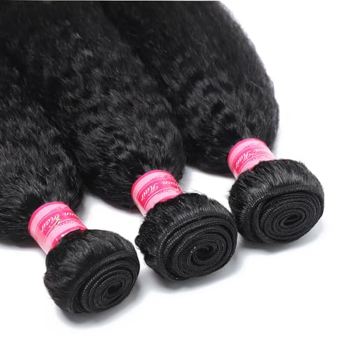 Kinky Straight Human Hair Bundles 20 Inch Natural Black - Unprocessed