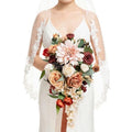 Ling's Moment Small 13-Inch Cascading Terracotta Wedding Bouquet for Bride - Or-chic Variant
