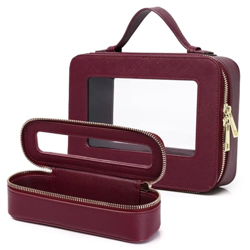Pinkmik Travel Clear Makeup Bag B4 Burgundy L Slim Portable Organizer