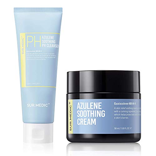 Azulene Soothing Facial Cleanser & Calming Moisturizer Set – Sensitive Skin Care