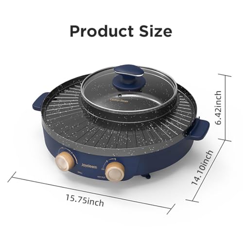Electric Grill with Hot Pot Combo, 2L Korean BBQ Indoor Cooking Machine