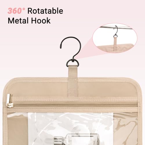 Travel Toiletry Bag with Multiple Compartments & Hanging Hook - Black