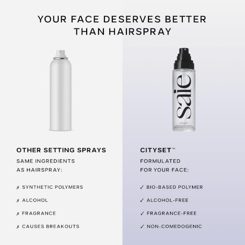 Saie CitySet Lightweight Makeup Setting Spray 3.21 oz - Vegan, Dewy Finish, Long-Lasting