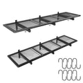 Garage Wall Shelving 46x12.5 Inches with Hooks - Heavy Duty Storage Rack - Black Metal Wall Organizer - Variation 2