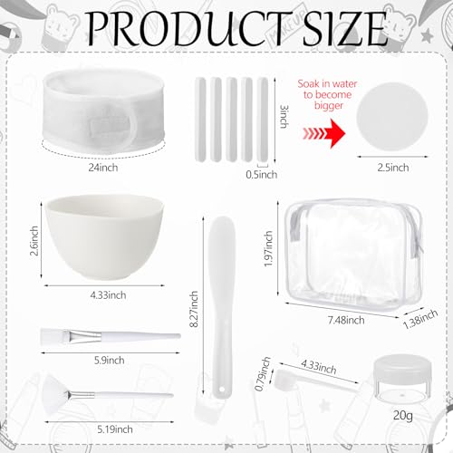 Facial Supplies Set with Bowls Brushes Jars & Sponges - White - Esthetician & DIY Skincare