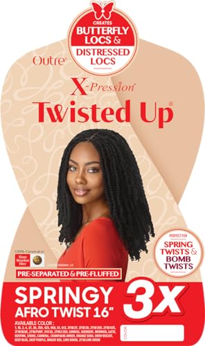 Springy Afro Twist Hair Extensions 16 Inch - 3 Pack Off Black 1B