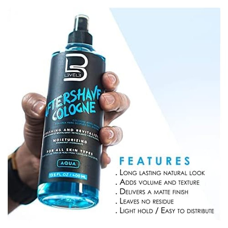 L3 Level 3 After Shave Spray Cologne - Softens Skin - Refreshes and Relieves Face and Skin - Styling Powder Included (Aqua)