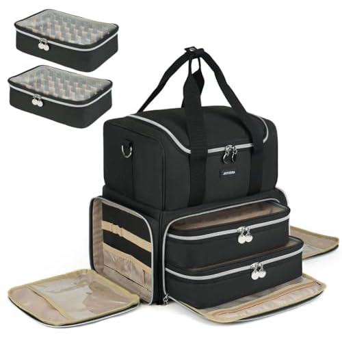 Nail Polish Organizer Case - Large Double Layer Organizers and Storage Bag for Nail Supplies and Art Tech
