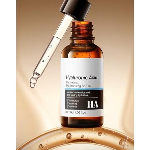 Hyaluronic Acid Face Serum with Vitamin C & Collagen - Anti Aging Moisturizing Facial Serum for Women - Vegan Skincare for Fine Lines & Dark Circles