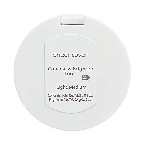 Sheer Cover Studio ? Conceal and Brighten Highlight Trio ? Two-Toned Concealers ? Shimmering Highlighter ? Light/Medium Shade ? With FREE Concealer Brush ? 3 Grams