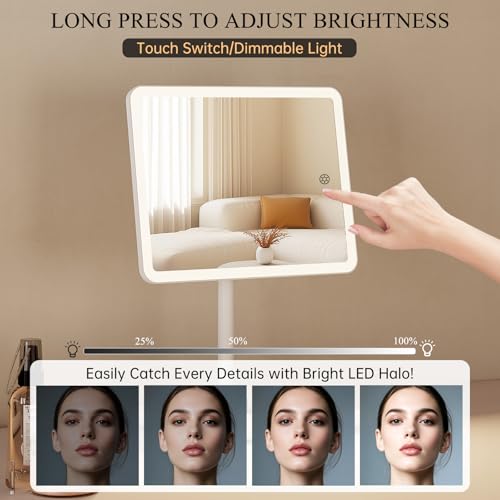 Rechargeable Vanity Mirror with Lights 40X Magnifier - 9.5x7.5 Inch, White