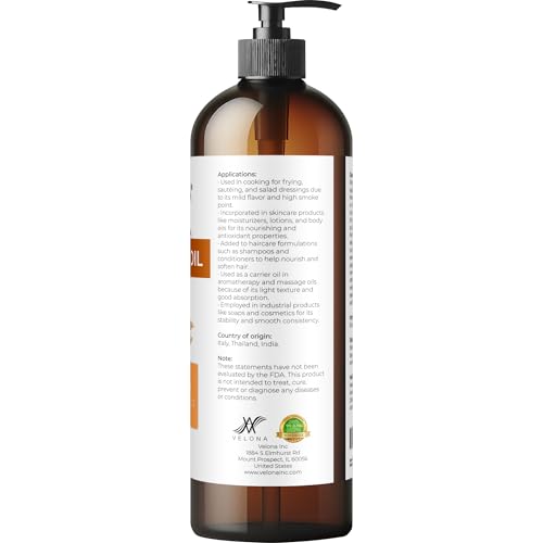 velona Rice Bran Oil 16 Fl Oz | 100% Pure and Natural Carrier Oil | Refined, Expeller Pressed | Cooking, Face, Hair, Body & Skin Care | Use Today - Enjoy Results