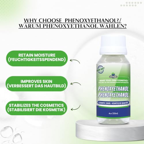 Phenoxyethanol Liquid (120 ml / 4.05 fl oz) - Cosmetic Grade For DIY Creams Serums Lotions & Haircare Formulations