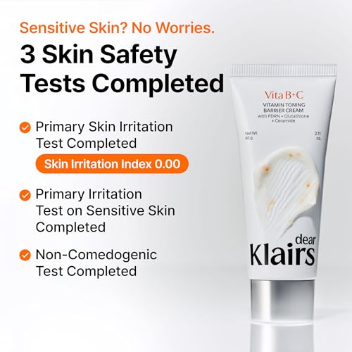 DearKlairs Vitamin C Face Moisturizer - Hydrating Skin Barrier Cream for Sensitive Skin, 2.11 Oz