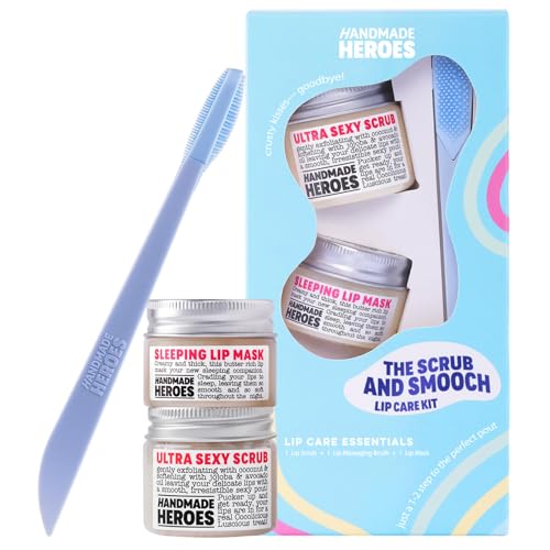 100% Natural Lip Scrub and Lip Mask Vegan Conditioning Coconut Lip Exfoliator - Gentle Exfoliant Sugar Lip Polish Lip Exfoliator Scrubber for Chapped and Dry Lips (Original 3pc Set)