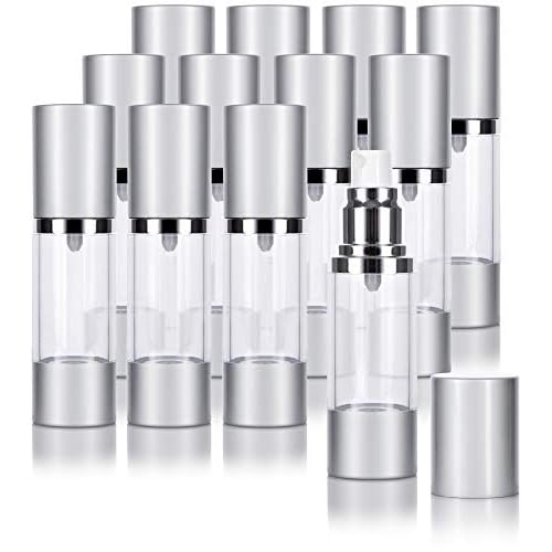 JUVITUS (12 Pack) 1 oz Airless Silver Matte Plastic Spray Bottle